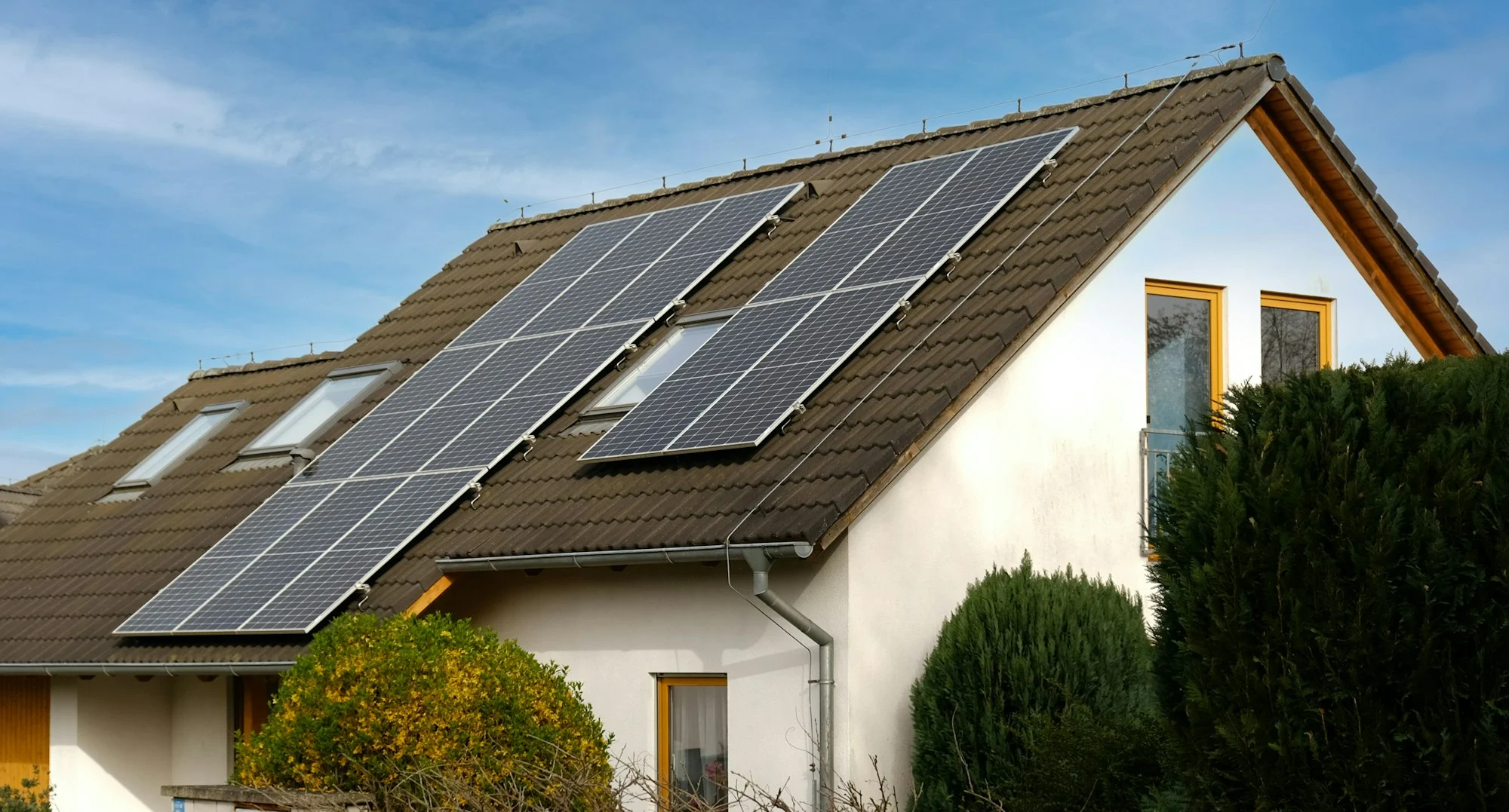 Home solar panel. Alternative energy is used for heating and water heating.